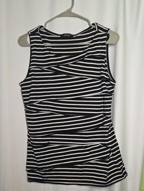 Verve Black & White Striped Sleeveless Tank